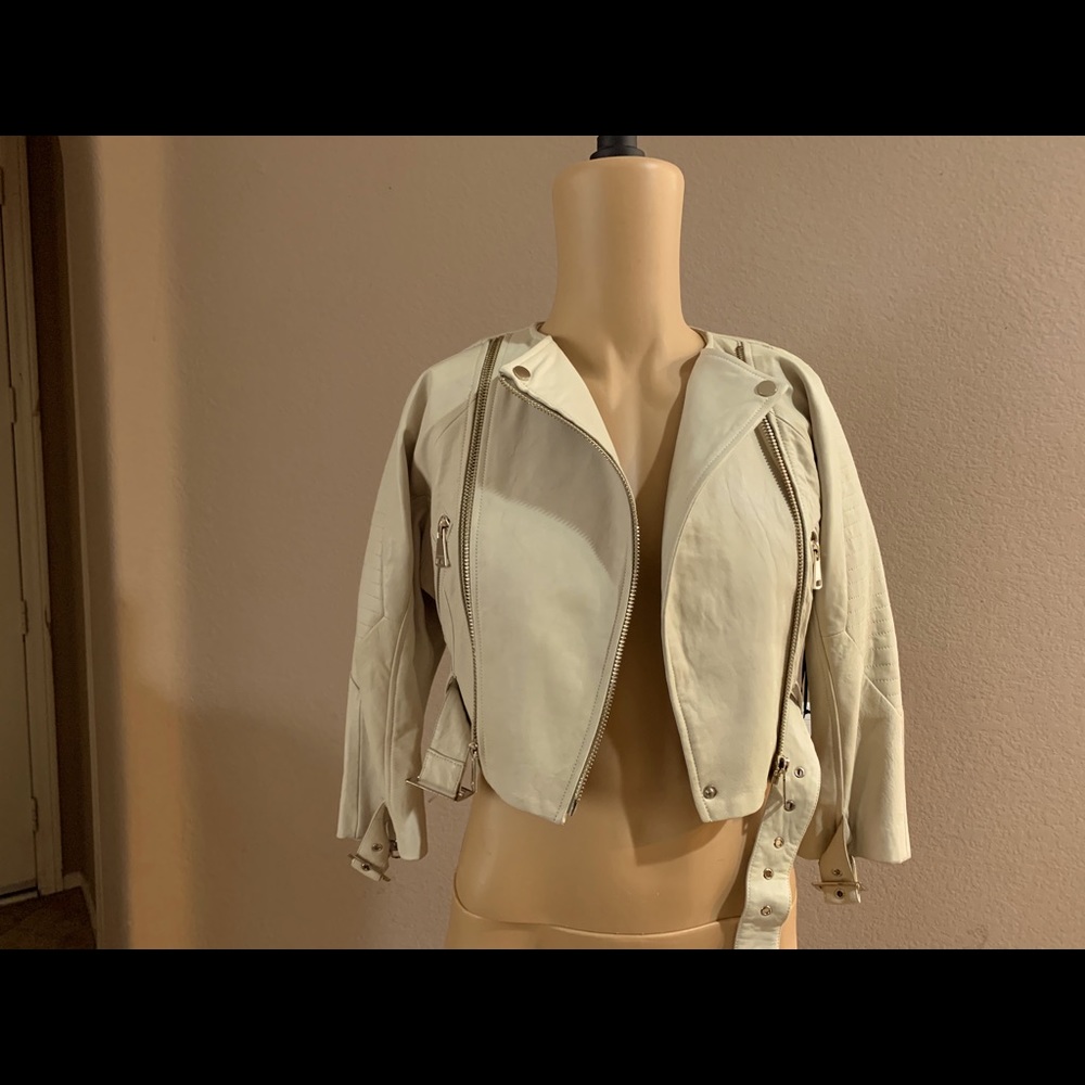 Leather cropped jacket